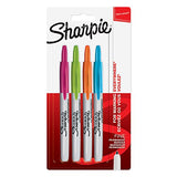 Sharpie Permanent Markers, Retractable Fine Tip - Assorted Fun Colours, Pack Of 4