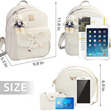 Bowknot Mini Leather Backpacks 3-PCS Cute Small Backpacks Purse for Women Girls
