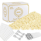BACRO Natural Beeswax for DIY Candle Making Kit Supplies - 5 lb. Bag of Beeswax Flakes w/ 100 5-Inch Cotton Wicks, 3 Metal Centering Devices, 100 Candle Wick Stickers