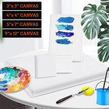 4 Pack Canvases for Painting with 9x12", 5x7", 4x4", 3x3", Painting Canvas for Oil & Acrylic Paint