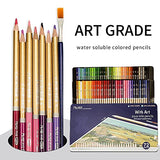 72 Watercolor Pencils Professional, Professional Colored Pencils for Adults, kids and Coloring Book, Artist Drawing Pencils with a Brush and Metal Box for Blending, Sketching, Shading
