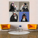 Animals Canvas Wall Art,Modern Gorilla Monkey Music Oil Painting Wall Painting Canvas Artworks Home Decor Animal Prints for Wall Decor,12x12inx4