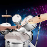 Drum Set Eastar 22 inch for Adults, 5 Piece Full Size Drum Kit Junior Beginner with Pedal Cymbals Stands Stool and Sticks, Metallic Silver