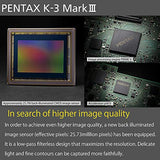 Pentax K-3 Mark III Flagship APS-C Silver Camera Body - 12fps, Touch Screen LCD, Weather Resistant Magnesium Alloy Body with in-Body 5-Axis Shake Reduction. 1.05x Optical viewfinder with 100% FOV