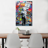 DVQ ART - Framed Art Einstein "Love is Answer" Canvas Print Painting Colorful Figure Street Graffiti Wall Art Pics for Living Room Decor Ready to Hang 1 PCS