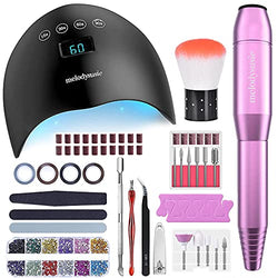 MelodySusie Nail Kit Set Professional Acrylic with Everything, Portable Electric Nail Drill, 48W UV LED Nail Lamp, 3D Nail Art Decoration, All-In-1 Compact Efile Electrical File Kit for Gel Nails