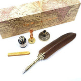 GC QUILL MU-03 Quill Pen Set Unique Half-Patterned Feather Pen Gift Set with 6 Nibs 1 Bottle of Ink 1 Wax Seal Stamp 1 Pen Holder 1 Sealing Wax, Gift for Writers Harry Potter Fans