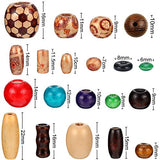 1300 Pieces Wooden Beads Set Includes Printed Wooden Beads Loose Wood Beads Assorted Natural Wooden Bead Rainbow Color Wooden Beads Dark Brown Assorted African Beads for Jewelry Making DIY Crafts