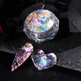 6 pcs Aurora Glitter Powder Sparkly Holographic Glitter Nail Art Sequins Charms Fire Opal Powder Nail Flakes Gel Polish Paillettes 3D Decorations Manicure