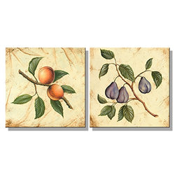 Wieco Art Fruit for Kitchen Decor 2 Piece Giclee Canvas Prints Wall Art By Flowers and Trees Oil Paintings Style Pictures for Bedroom Home Decorations Modern Stretched and Framed Grace Artwork