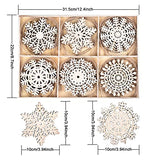 Wooden Christmas Ornaments Snowflake 4 inch BUXUIEY 24Pcs Unfinished Wood Oments Bulk with Twine for Xmas Tree Hanging Decorations