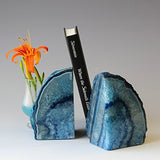 JIC Gem Agate Bookend Dyed Blue Polished 1 Pair - 3 to 4 Lbs