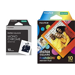 Fujifilm Instax Square Monochrome Film - 10 Exposures (16671332) & Instax Square Rainbow Film - 10 Exposures (16671320)