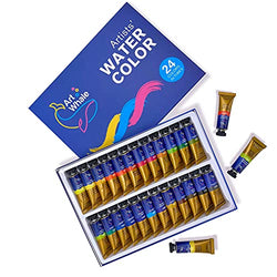 Watercolor Paint Set in Tubes 15 ml/ 0.5 oz, 24 Colors by ArtWhale – Professional Quality Paint Set for Beginners, Artists, Students