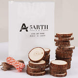 5ARTH Natural Wood Slices - 37 Pcs 2.0"-2.4" Craft Unfinished Wood kit Predrilled with Hole Wooden Circles for Arts Wood Slices Christmas Ornaments DIY Crafts