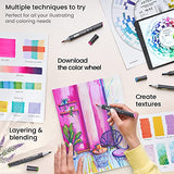 Arteza Alcohol Brush Markers, Set of 36 Colors, Deco Tones, Medium Chisel & Brush Tip, Art Supplies for Drawing & Sketching