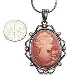 Soulbreezecollection Light Pink Cameo Pendant Necklace Charm Women Fashion Jewelry