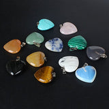 Wholesale 12 PCS Heart Shaped Natural Stone Pendants Healing Chakra Reiki Love Charm Bulk for