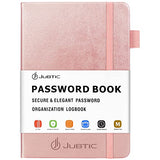 JUBTIC Password Book with Alphabetical Tabs. Medium Size Password Notebook for Internet Website Address Log in Details. Hardcover Password Journal & Organizer for Home Office, Rose Gold