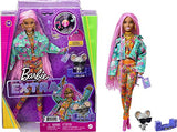 Barbie Extra Doll #10 in Floral-Print Jacket & Jogger Set with DJ Mouse Pet, Extra-Long Pink Braids, Layered Outfit & Accessories, Multiple Flexible Joints, Gift for Kids 3 Years Old & Up