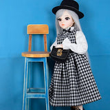 Proudoll 1/3 BJD Doll 60cm 24Inches Ball Jointed SD Dolls Move Joints Action Figures Caroline Hat Wig Blouse Dress Handbag Boots