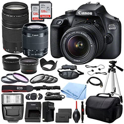Canon EOS 4000D Rebel T100 DSLR Camera with EF-S 18-55mm DC III & 75-300mm III Lenses & Deluxe Accessory Bundle – Includes: 2X SanDisk Ultra 128GB SDHC Memory Card, Spare Battery, Carrying Case & More