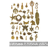 LANBEIDE Bulk 100g Assorted Antique Gold Charms Pendants DIY for Jewelry Making and Crafting Approx 80Pieces