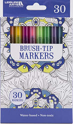 Leisure Arts - 30 Pack Brush Tip Markers - Smoothly Color Large Areas