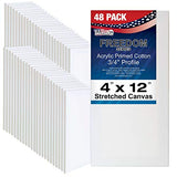 US Art Supply 4 x 12 inch Professional Quality Acid Free Stretched Canvas 48-Pack - 3/4 Profile 12 Ounce Primed Gesso - (1 Full Case of 48 Single Canvases)