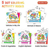 Dot Markers, 14 Colors Bingo Daubers with 135 Patterns, 5 Activity Books, Educational Set With Art Activities,Non-Toxic Washable Coloring Markers by Shuttle Art