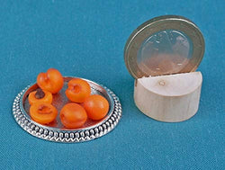 Peaches Silver Tray Dollhouse Fruit Miniatures Apricot tomato decor accessories dolls food for Barbie Blythe Kitchen Dining Room 1:6 scale