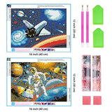 5D Diamond Painting by Number Kits Spaceships & Astronauts Full Drill, Ginfonr Craft Rhinestone Paint with Diamonds Set Space Arts Decorations (12x16inch, 2 Pack)
