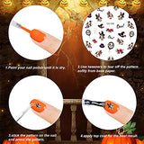 Konsait 450+pcs Glow in The Dark Halloween Nail Sticker Peel and Halloween Self-Adhesive Nail Decals, Pumpkin Monster Nail Art for Kids Halloween Party Supplies Trick or Treat Party Bag Fillers
