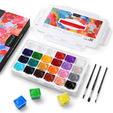 Magicfly Gouache Paint Set, 24 Colors x 30ml(1 oz) Unique Jelly Cup Design with 3 Paint Brushes and a Handhold Portable Carrying Case, Watercolor Gouache Painting set for Artist, Student, kids