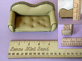 Miniature Sofa 1:12 scale. Dollhouse Furniture Genuine Leather Couch 3 inch BJD