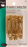 Dritz 1466 20-Piece Safety Pins, Size 3, Brass
