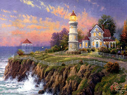 Diamond Painting Kinkade Lighthouse Landscape 12X16 inches 5D DIY Diamond Painting Full Round Drill Rhinestone Embroidery for Wall Decoration