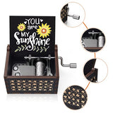 U R My Sunshine Music Box Hand Crank Vintage Engraved Cute Wooden Black Musical Box Gift for Women Girl Birthday/Christmas/Valentines Day/Thanksgiving/Mother's Day