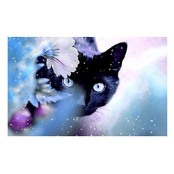 Whitelotous 5D Diamond Painting DIY Paint-by-Beads Kit Craft Home Wall Decor - Black Cat 40 x 30 cm