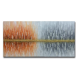 Yika Art Canvas Paintings, Abstract Wall Art Thick Texture Rough Surface Modern Oil Painting Imitation Oil Handicrafts Artwork - Light and Darkness Ready to Hang for Living Room Office 24x48 Inch