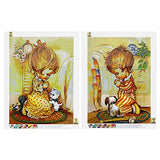 Stalente DIY 5D Diamond Painting Kits for Adults 2 Pack Full Round Drill Picture Craft Home Wall Decor Little Boy and Girl Prayer 13.7x17.7in