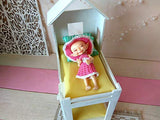 Miniature Bunk Bed 1/12 scale Dollhouse Furniture. White Wooden Twin BJD Doll