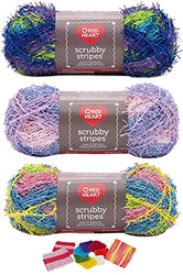Coats Red Heart Scrubby Yarn 3-Pack Bundle with 3 Patterns100% Polyester (Atlantis Fruity Sweet Pea)