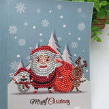 Cieovo 8 Packs 5D DIY Diamond Painting Greeting Holiday Card Diamond Painting Round Drill Greeting Thank You Cards Include Santa Claus, Snowman, Christmas Sock Cards, 8 PCS Envelopes (H-Color)