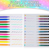 Fruit Scented Markers Set with Unicorn Glitter Pencil Case, Marker, Color Pencils, Crayons, Glitter Pastel Pen, Unicorn Coloring Pages, Drawing Doodling, Art Supplies for Girls Ages 4-6-8-12