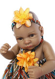 Pinky 10" Pinky 26cm Full Body Silicone Soft Vinyl Real Looking Reborn Baby Dolls Lifelike Native American Indian Style Black Skin Girl Newborn Doll Gift