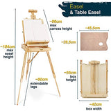 Artina Wooden Easel Stand – Painting Tripod Table Top Easel with Wooden Palette & Box Portable Plein Air Easel & French Style Worktop Easel – Madrid