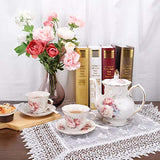 fanquare 15 Pieces Porcelain English Tea Set,Floral Coffee Set for Adults,Ceramic Vintage Tea Sets for Women