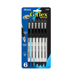 BAZIC G-Flex Black Oil-Gel Ink Pen with Cushion Grip, 6/Pack (17069)