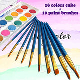 Hulameda Watercolor Cake Set,16Colors & 10pcs Paint Brushes, Great for Kids Paint Party, Student Art Class, School Art Project